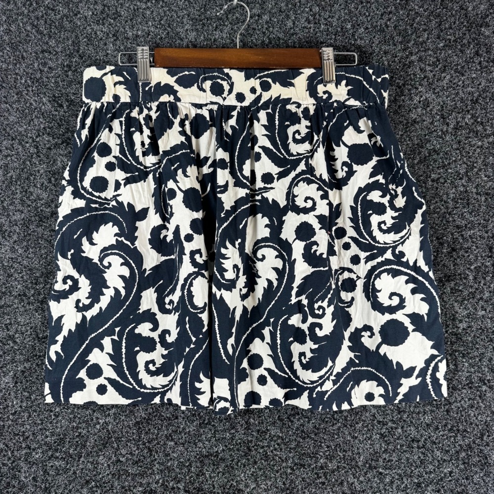 Banana Republic Milly Collection Navy White Scroll Print Mini Skirt Pockets 2P - Picture 3 of 5